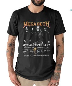 Official megadeth 40th anniversary 1983 2023 thank you for the memories signatures shirt