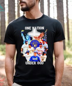 One Nation Under God Milwaukee Brewers Baseball Signature T shirt