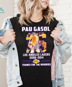 Pau Gasol Los Angeles Lakers 2008 2014 thanks for the memories signature shirt