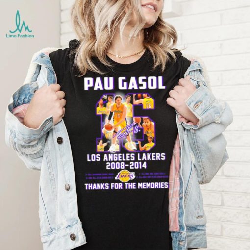 Pau Gasol Los Angeles Lakers 2008 2014 thanks for the memories signature shirt