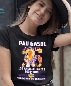 Pau Gasol Los Angeles Lakers 2008 2014 thanks for the memories signature shirt