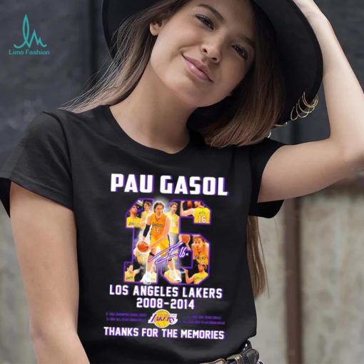 Pau Gasol Los Angeles Lakers 2008 2014 thanks for the memories signature shirt