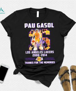 Pau Gasol Los Angeles Lakers 2008 2014 thanks for the memories signature shirt