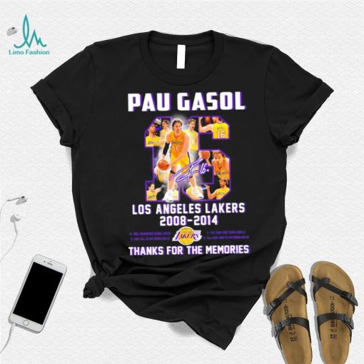 Pau Gasol Los Angeles Lakers 2008 2014 thanks for the memories signature shirt