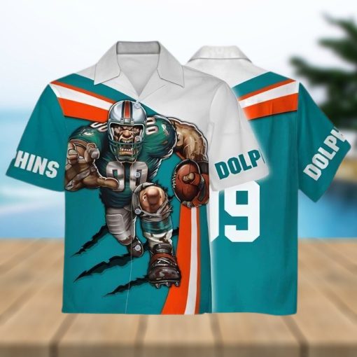 Personalized Miami Dolphins Hawaiian Shirt, Fathead Mascot, Best Hawaiian Shirt