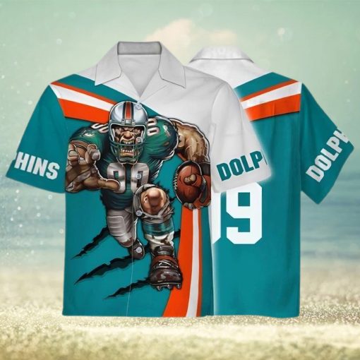 Personalized Miami Dolphins Hawaiian Shirt, Fathead Mascot, Best Hawaiian Shirt