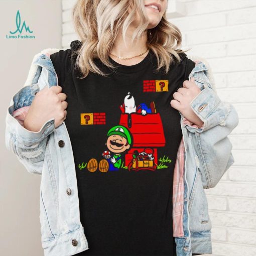 Plumbing Nuts Mario Bros and Snoopy Mashup shirt