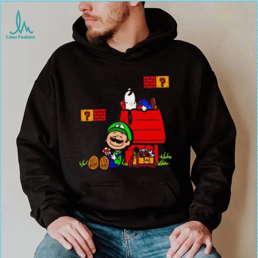 Plumbing Nuts Mario Bros and Snoopy Mashup shirt