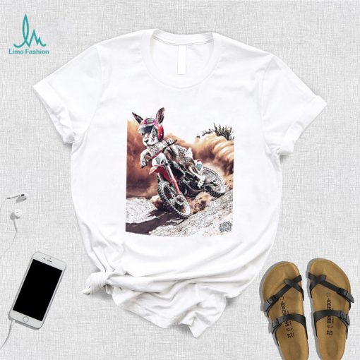 Rabbit riding motorcycle Cross Hare shirt