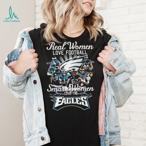 Real Women Love Football Teams Jalen Hurts, Jack Driscoll, Britain Covey Signature Smart Women Love The Eagles Shirt