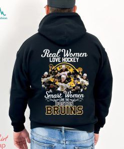 Real Women Love Hockey Smart Women Love The Boston Bruins NHL 2023 Signatures Shirt Ladies V neck