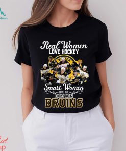 Real Women Love Hockey Smart Women Love The Boston Bruins NHL 2023 Signatures Shirt Ladies V neck