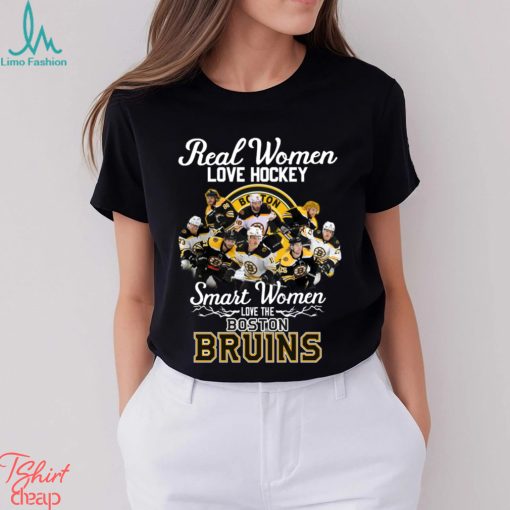 Real Women Love Hockey Smart Women Love The Boston Bruins NHL 2023 Signatures Shirt Ladies V neck