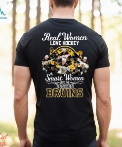 Real Women Love Hockey Smart Women Love The Boston Bruins NHL 2023 Signatures Shirt Ladies V neck