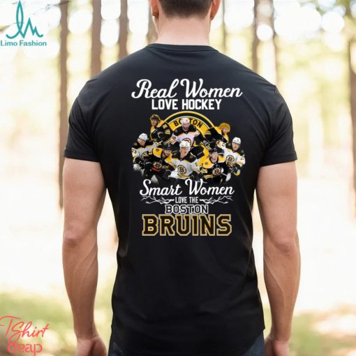 Real Women Love Hockey Smart Women Love The Boston Bruins NHL 2023 Signatures Shirt Ladies V neck