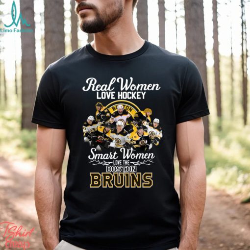 Real Women Love Hockey Smart Women Love The Boston Bruins NHL 2023 Signatures Shirt Ladies V neck