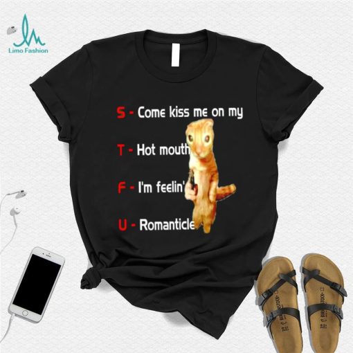 STFU come kiss me on my hot mouth I’m feelin’ romanticle meme shirt