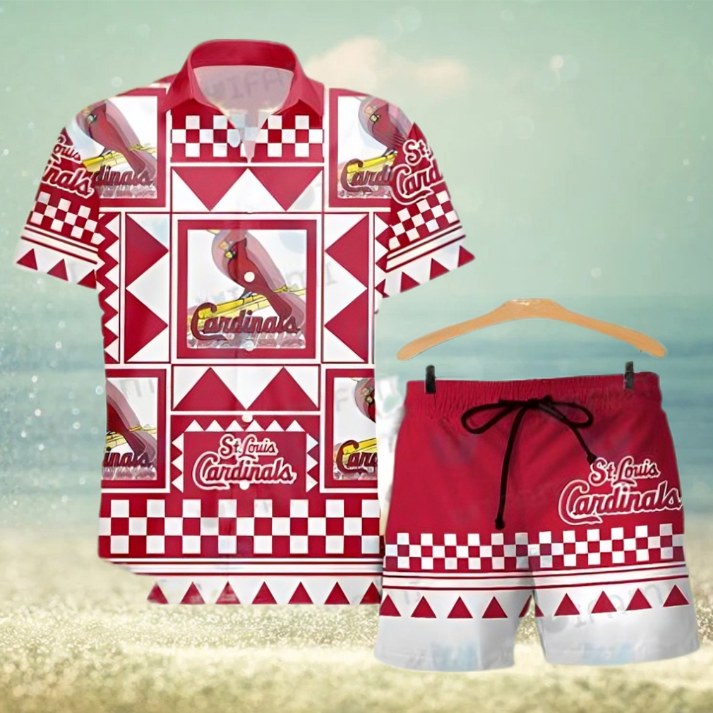 STL Cardinals Hawaiian Shirt Gingham Pattern St Louis Cardinals Gift STL Cardinals Hawaiian Shirt Gingham Pattern St Louis Cardinals Gift