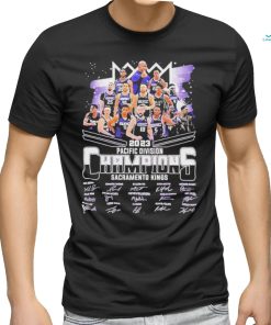 Sacramento Kings Team 2023 Pacific Division Champions Signatures Shirt