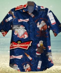 Santa Claus With Budweiser Hawaiian Shirt Christmas Gift For Beer Lovers