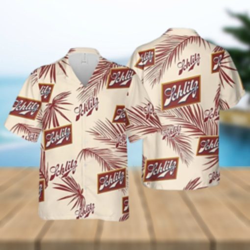 Schlitz Beer Palm Leaves Pattern Hawaiian Shirt