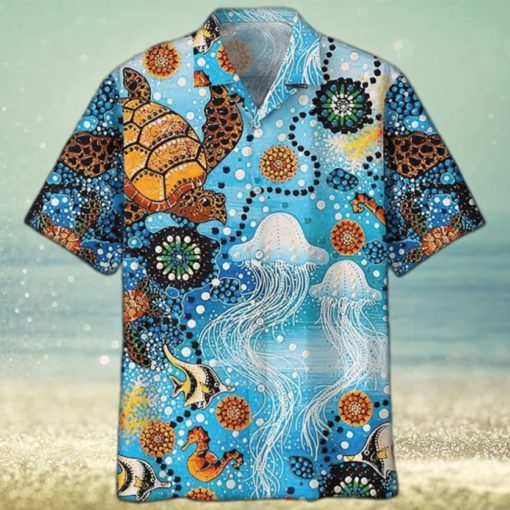 Sea Turtle Hawaiian Shirt Sea Turtle & Jellyfish Aloha Shirt