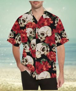 Skull Red Rose Hawaiian Shirt