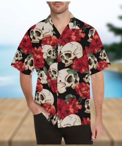 Skull Red Rose Hawaiian Shirt