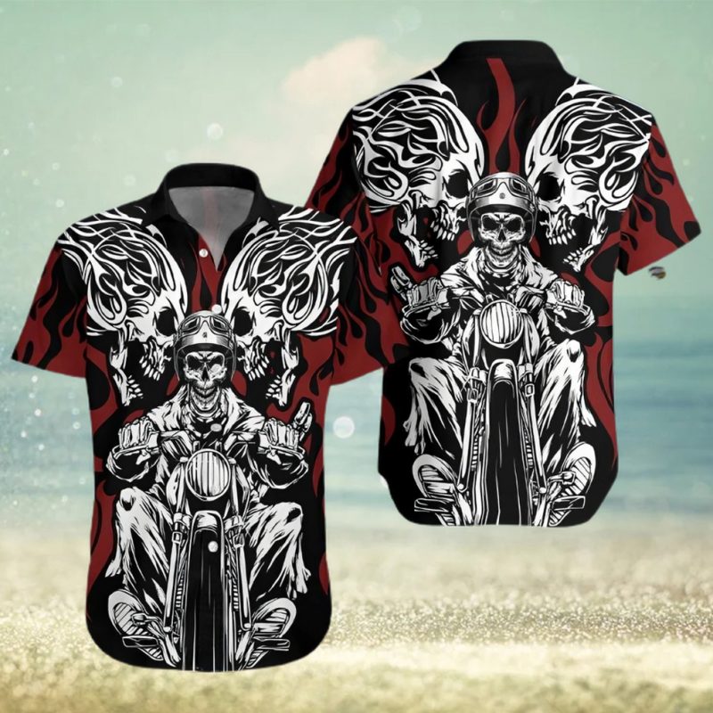 Skull Rider Motorcycle Unisex Hawaiian Shirt