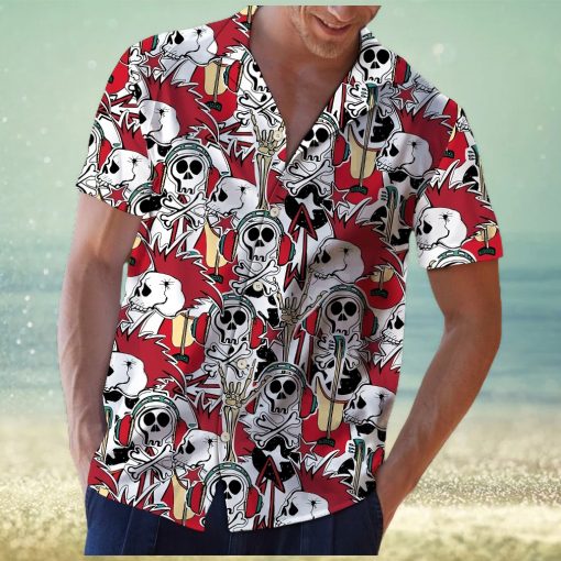 Skull Rock Roll Aloha Hawaiian Shirt Colorful Short Sleeve Summer Beach Casual Shirt