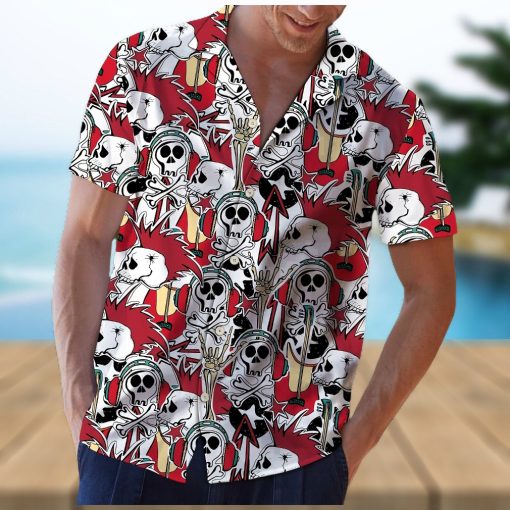 Skull Rock Roll Aloha Hawaiian Shirt Colorful Short Sleeve Summer Beach Casual Shirt