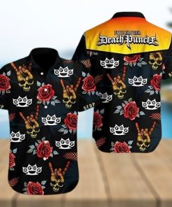Skull Rose Five Finger Death Punch Aloha Hawaiian Shirt Colorful Short Sleeve