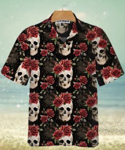 Skull Rose Vintage Hawaiian Shirt Red Roses Gothic Skull Shirt