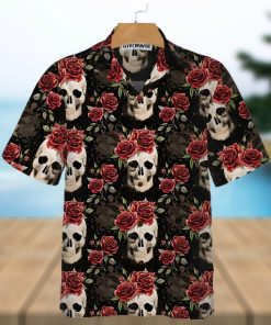 Skull Rose Vintage Hawaiian Shirt Red Roses Gothic Skull Shirt