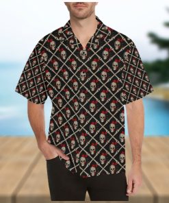 Skull Roses Bone Design Themed Print Hawaiian Shirt