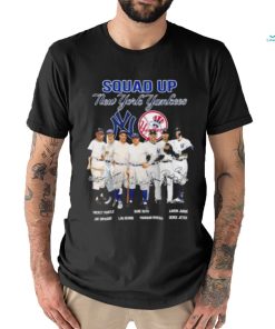 Squad up new york yankees mickey mantle babe ruth aaron judge signatures shirt