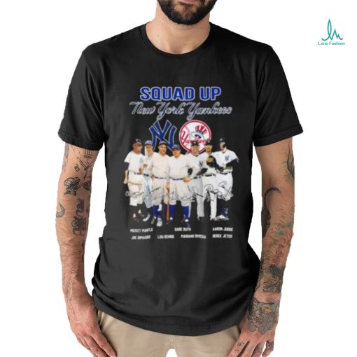 Squad up new york yankees mickey mantle babe ruth aaron judge signatures shirt