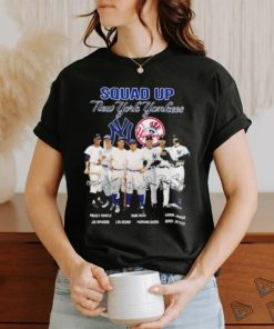 Squad up new york yankees mickey mantle babe ruth aaron judge signatures shirt