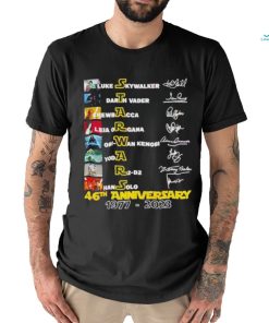 Star Wars 46th Anniversary 1977 2023 All Characters Signatures Disney Star Wars Day Anniversary Shirt