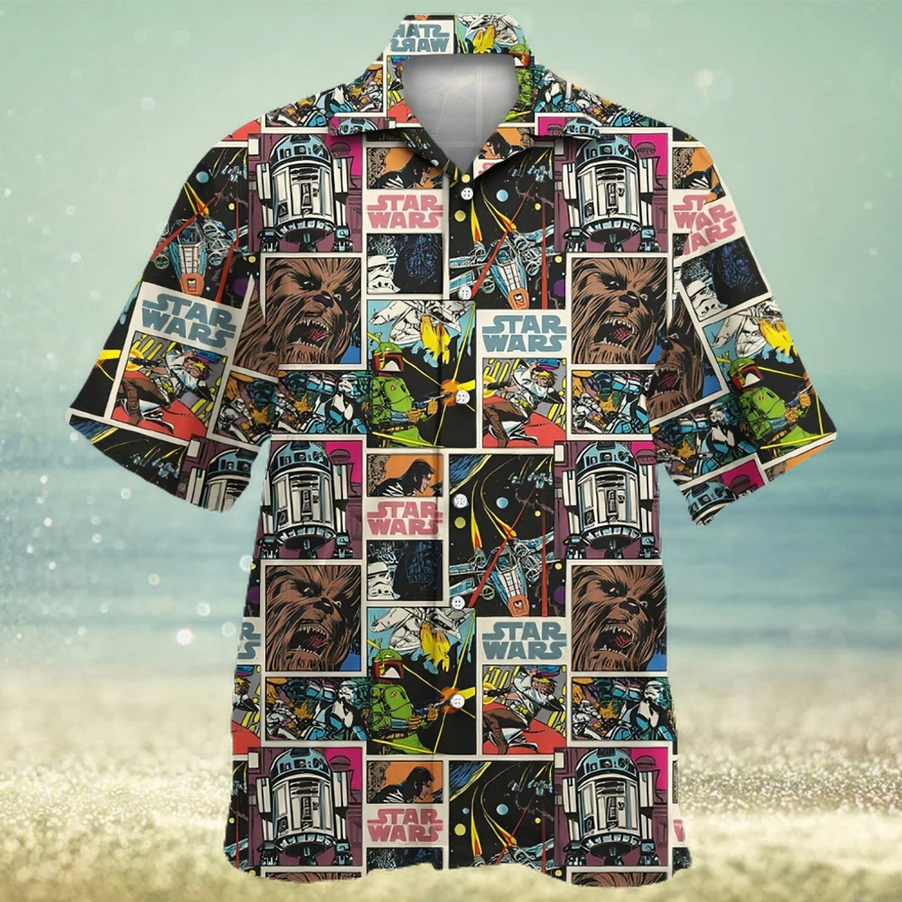 Star Wars Comic 80s Pattern Hawaiian Shirt Star Wars Comic 80s Pattern Hawaiian Shirt