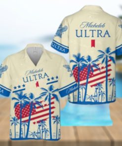 Summer Vibes Michelob Ultra Beer Hawaiian Shirt USA Flag Tropical Palm Tree