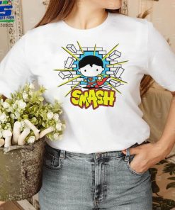 Superman smashing through brick wall chibi shirt