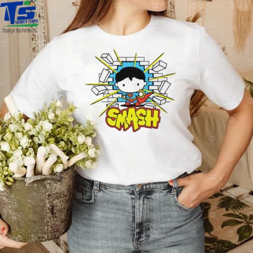 Superman smashing through brick wall chibi shirt