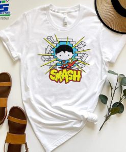 Superman smashing through brick wall chibi shirt