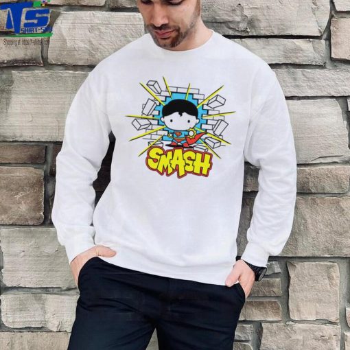 Superman smashing through brick wall chibi shirt