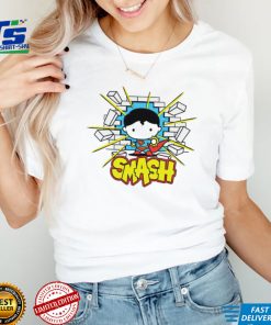 Superman smashing through brick wall chibi shirt