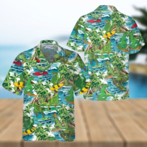 Surfing Dinosaur Hawaiian Shirt