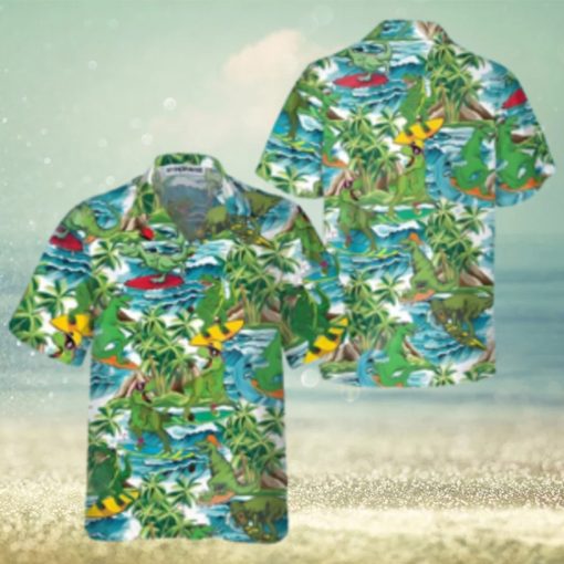 Surfing Dinosaur Hawaiian Shirt