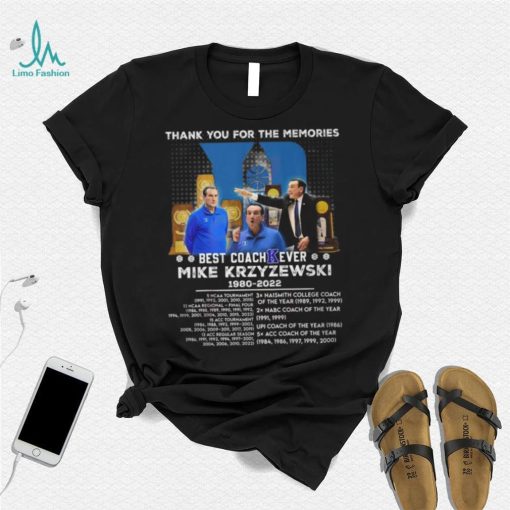 Thank You For The Memories Best Coach Ever Mike Krzyzewski 1980 – 2022 T Shirt