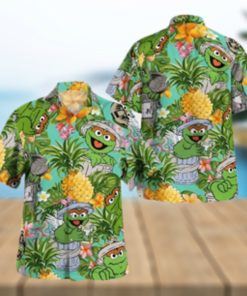 The Muppet Oscar The Grouch Pineapple Tropical Summer Hawaiian Shirt